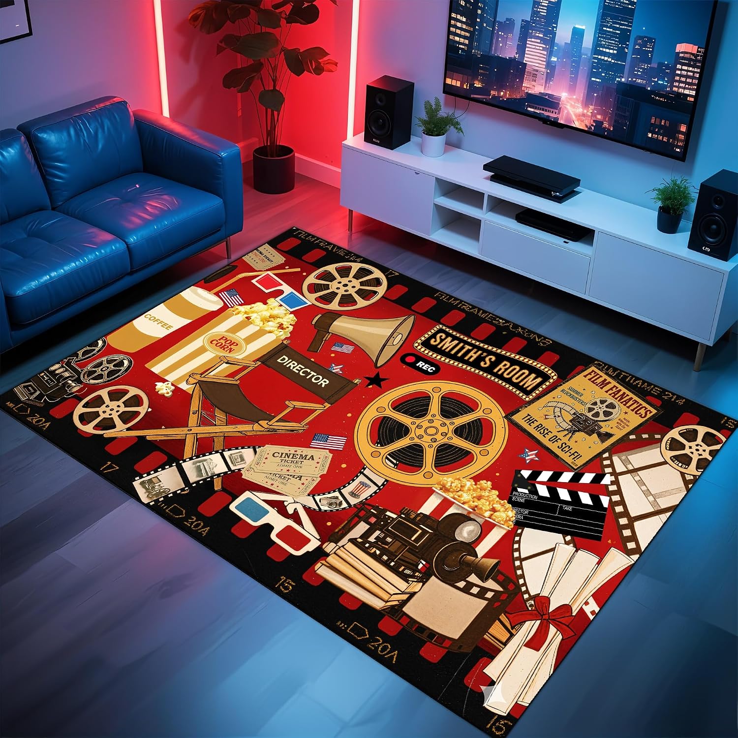 Home Cinema Flooring - Custom Name Cinema Theme Carpet, Soft