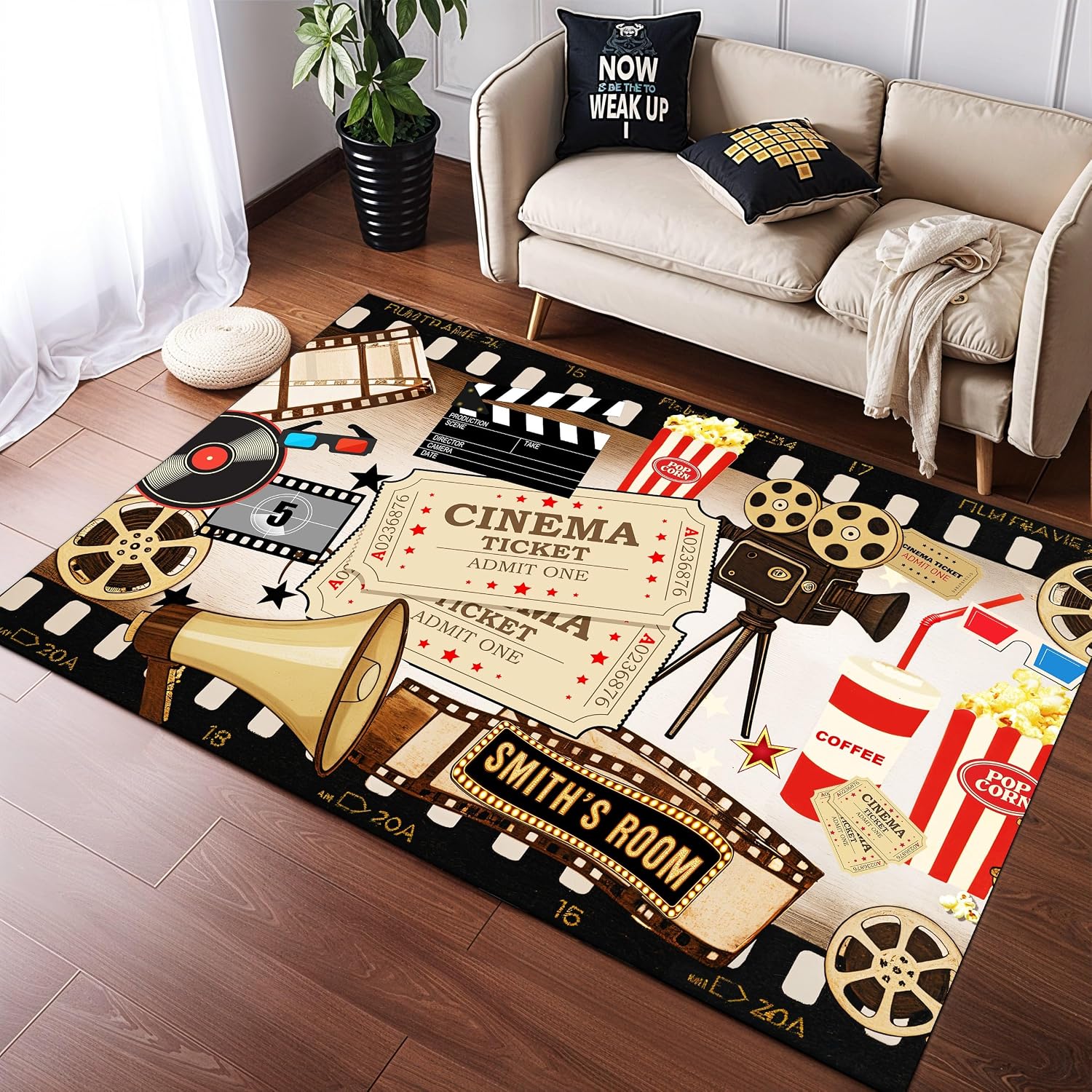 Home Cinema Flooring - Personalized Name Cinema Carpet, Soft Non-Slip