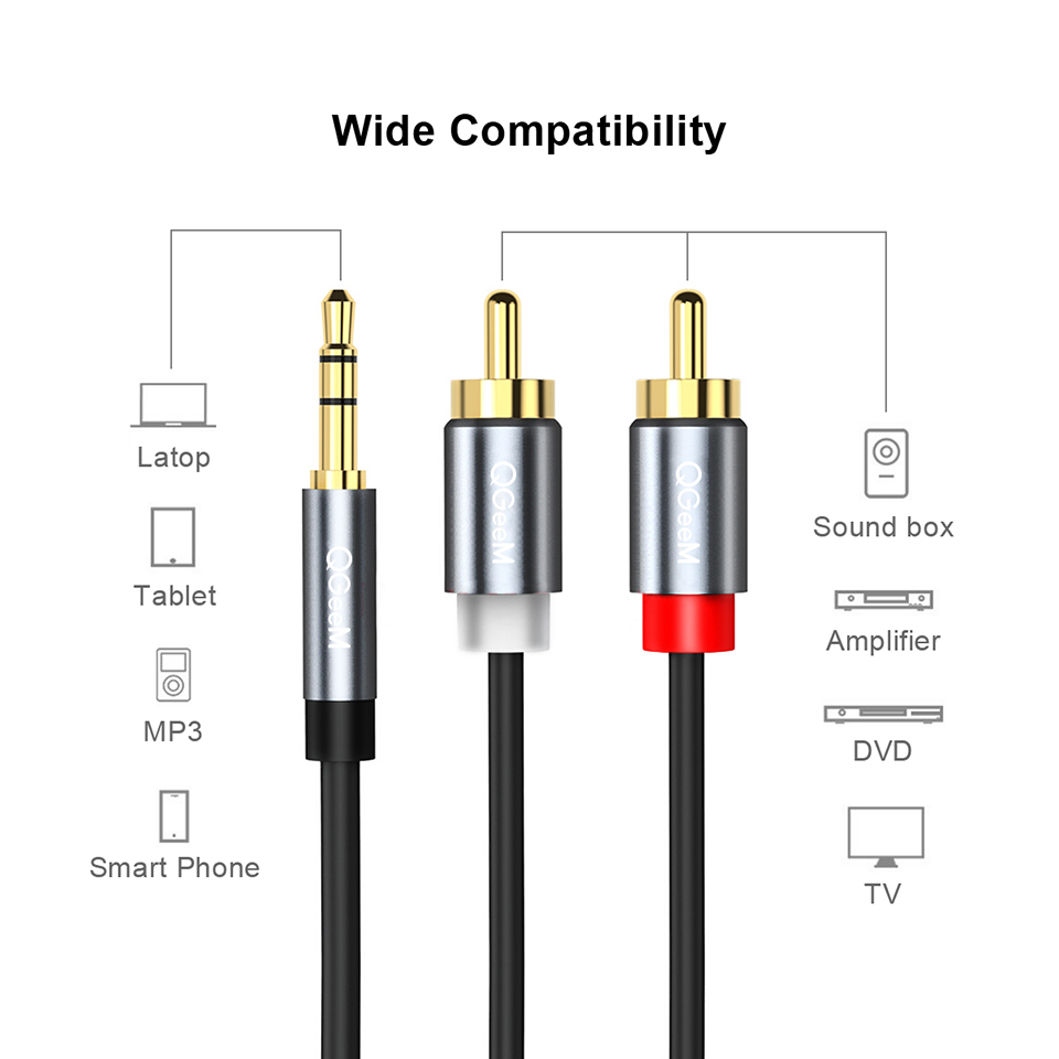 QGeeM RCA Cable 2RCA to 3.5 Au - Home Cinema Dvd 评论和价格