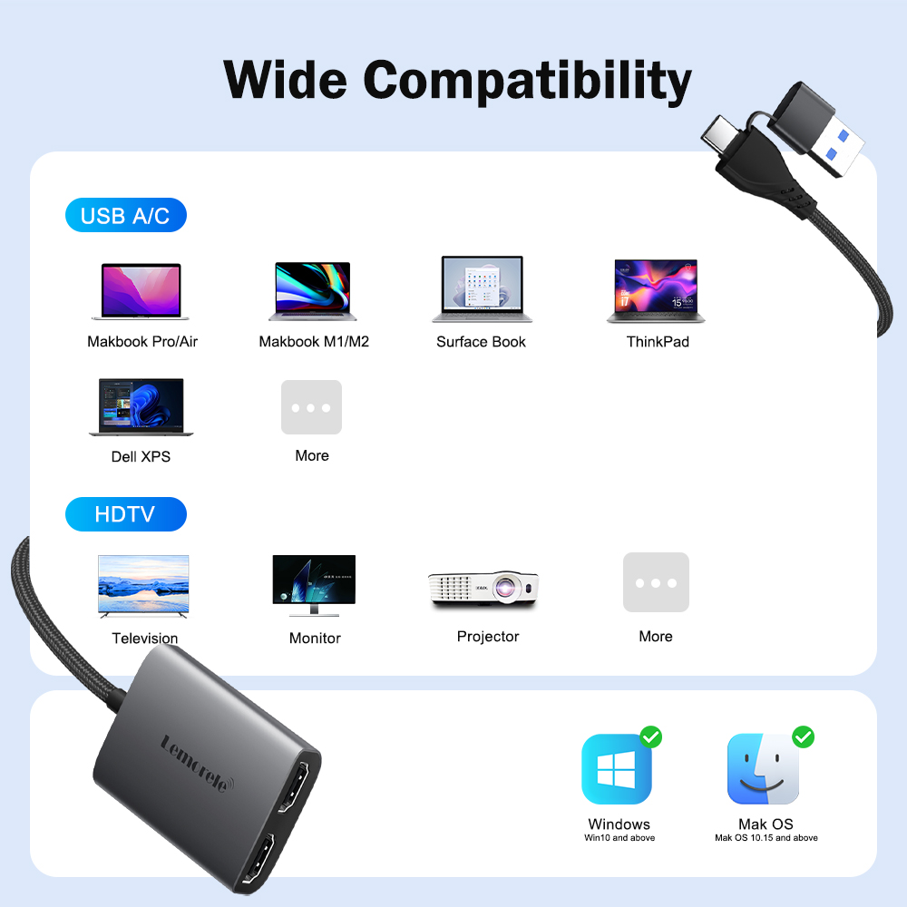 Lemorele Dual HDMI Adapter 4K  - Home Cinema With Projector 评论和价格