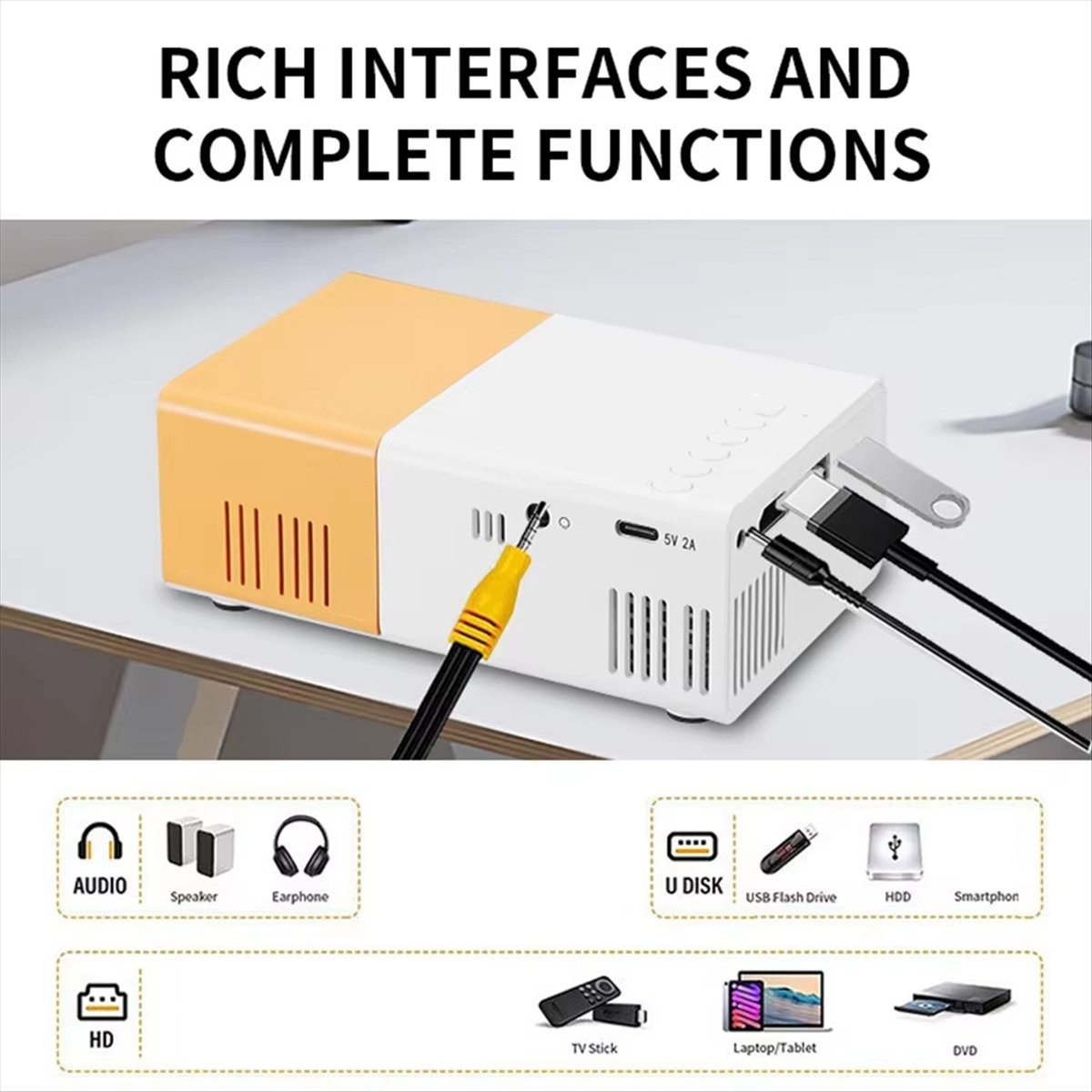 Delighted- Portable Mini Proje - Home Cinema Projector 评论和价格