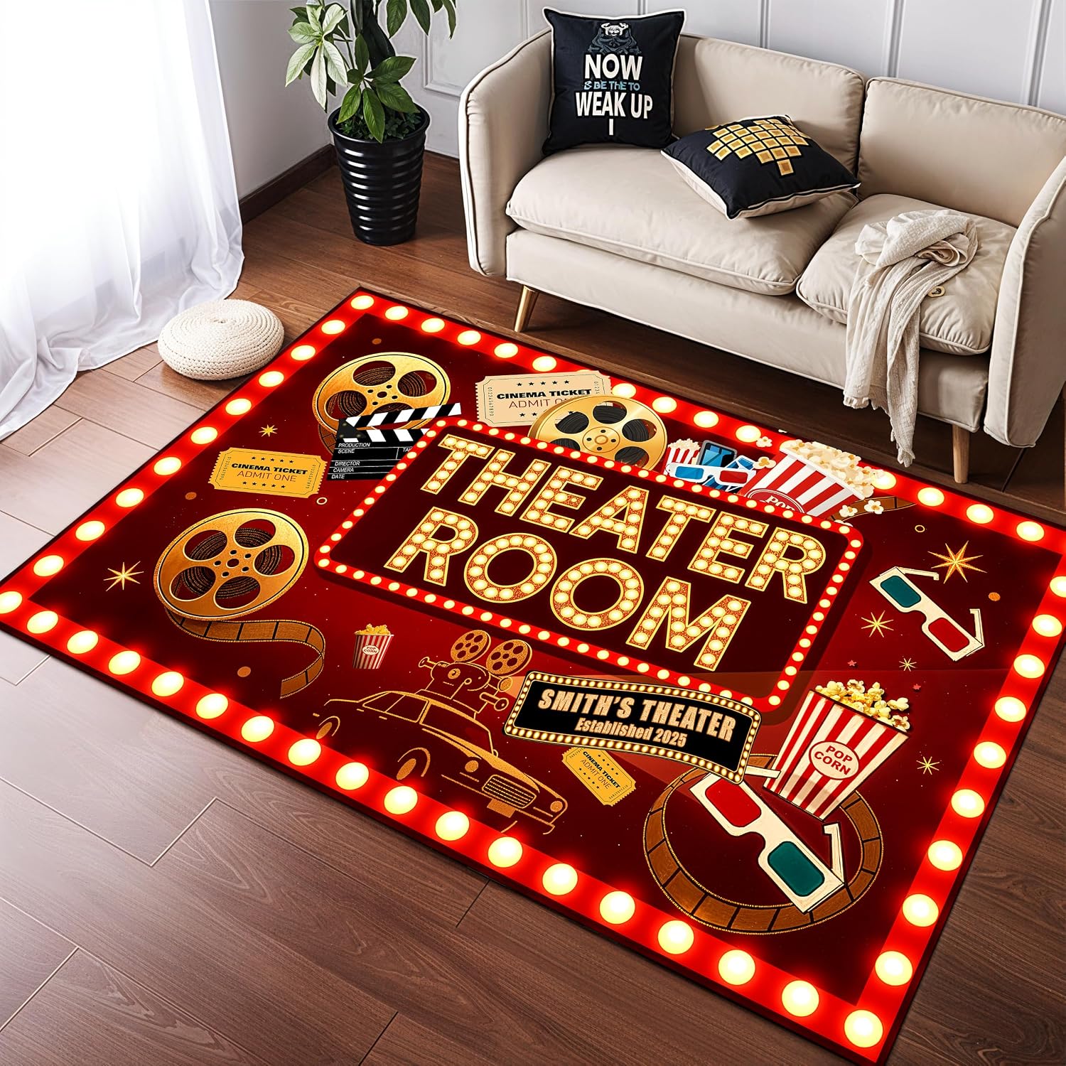 Movie Night Area Rug Home Thea - Home Cinema Flooring 评论和价格