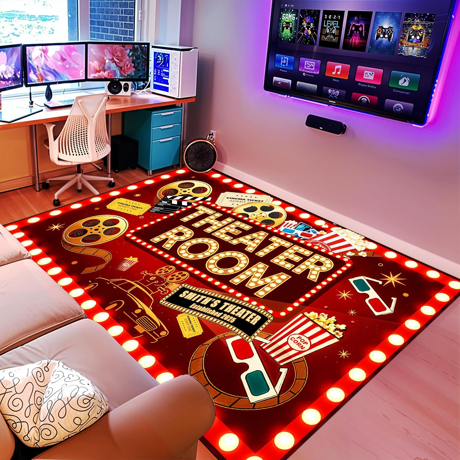 Movie Night Area Rug Home Thea - Home Cinema Flooring 评论和价格